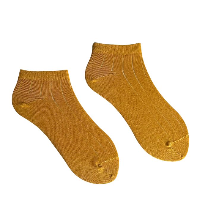 Women's ankle socks with slits made of Indian cotton, mustard