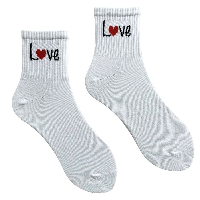 Women's Socks "LOVE" made from Indian cotton, white, 38-40