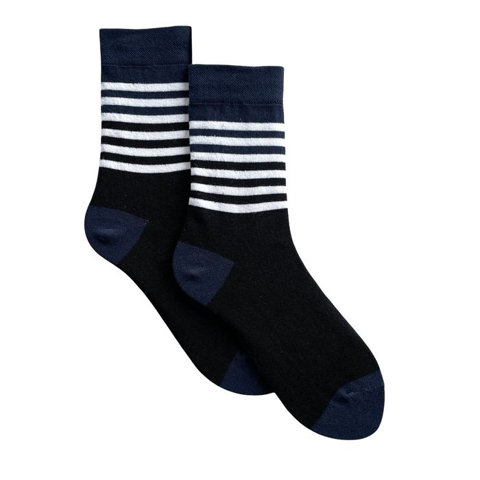 Men's socks "Stripes", made from Indian cotton, black, 44-45