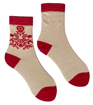 Шкарпетки "Вишиванка" з індійської бавовни, бежеві