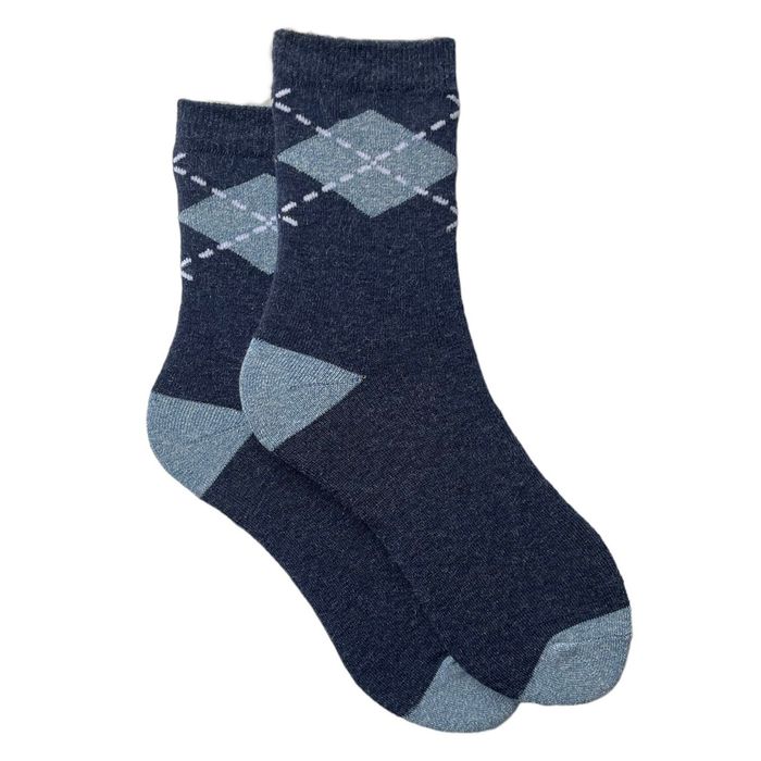 Шкарпетки махрові жіночі з індійської бавовни, сині меланж, 38-40