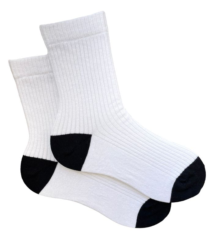 Шкарпетки дитячі високі в рубчик, з індійської бавовни, білі