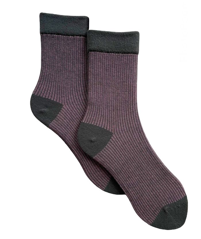 Women's Socks "Striped" made from Indian cotton, gray/pink