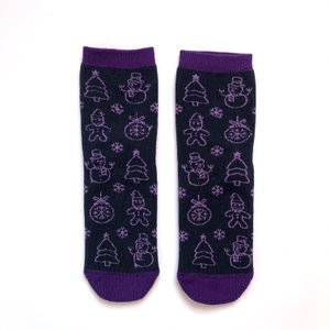 Women's TERRY socks "Gingerbread", purple pattern