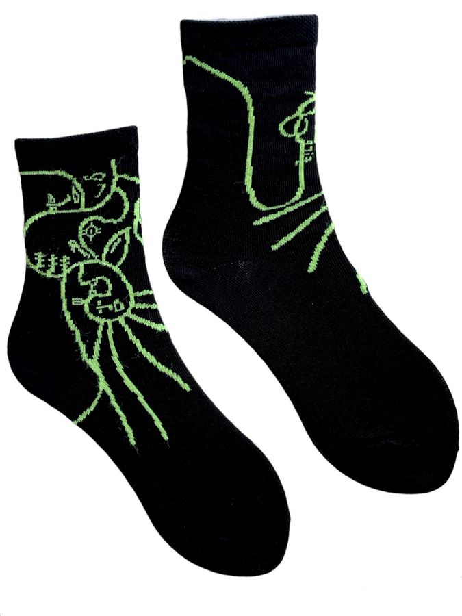 Шкарпетки "Чудо-юдо" з індійської бавовни, чорні