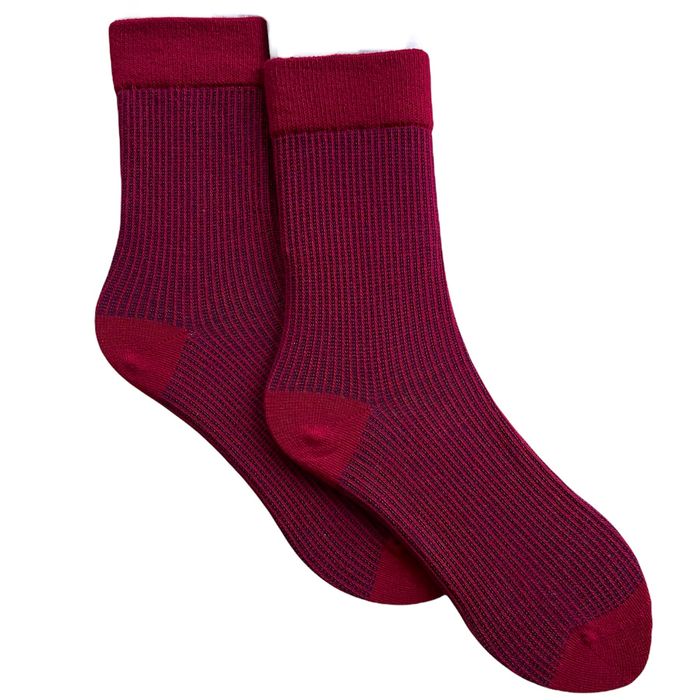 Women's Socks "Striped" made from Indian cotton, crimson/blue