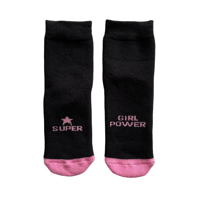 Kid's TERRY socks made from Indian cotton, SUPER GIRL POWER