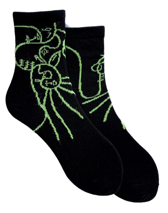 Шкарпетки "Чудо-юдо" з індійської бавовни, чорні