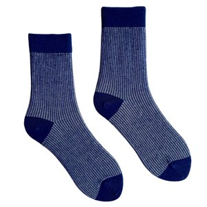 Шкарпетки жіночі "Смугастi" з індійської бавовни, сині/білі, 38-40