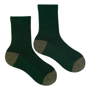 Children's socks with slits from Indian cotton, dark green