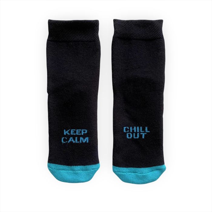 Kid's TERRY socks made from Indian cotton, KEEP CALM / CHEEL OUT