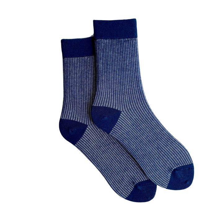 Women's Socks "Striped" made from Indian cotton, blue/white