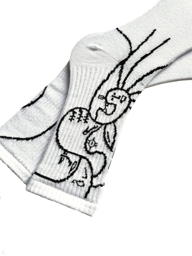 Шкарпетки "Чудо-юдо" з високою гумкою, з індійської бавовни, білі