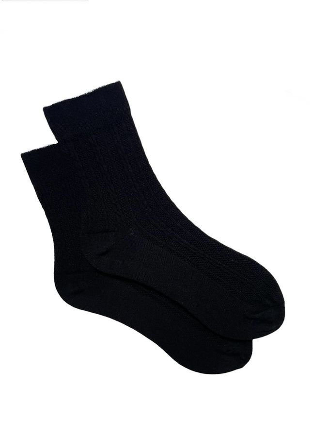Шкарпетки жіночі Жакардові "Косичка" з індійської бавовни, чорні