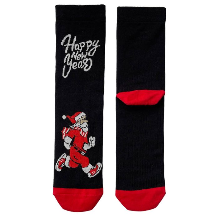 Шкарпетки Новорічні чоловічі з індійської бавовни, Santa on a run