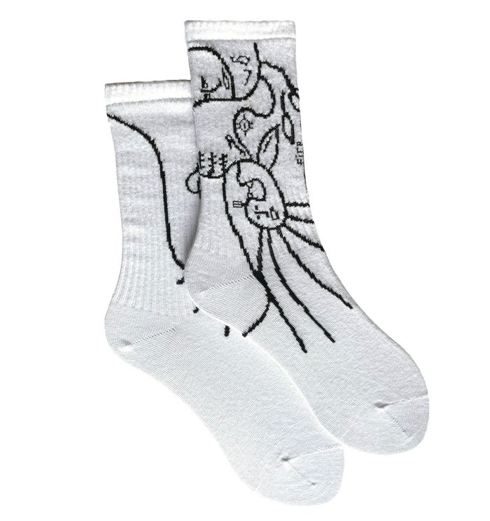 Socks "Weirdy" high elastic, made from Indian cotton, white
