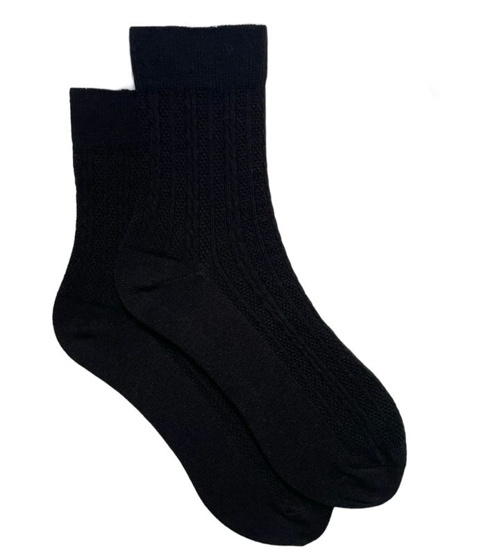 Шкарпетки жіночі Жакардові "Косичка" з індійської бавовни, чорні