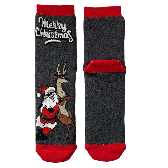 Men's New Year socks "Santa and a deer"