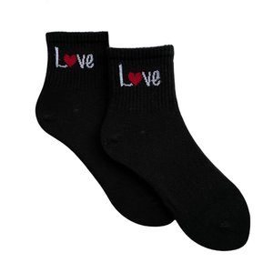 Шкарпетки дитячі "LOVE" з високою гумкою, виготовлені з індійської бавовни, чорні
