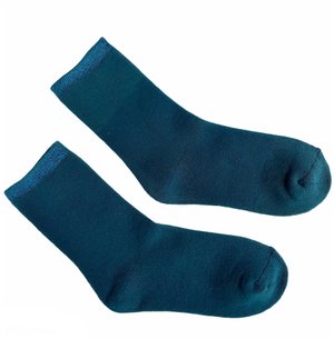 Жіночі зимові шкарпетки "Гумка з люрексом" з індійської бавовни, темна бірюза, 35-37