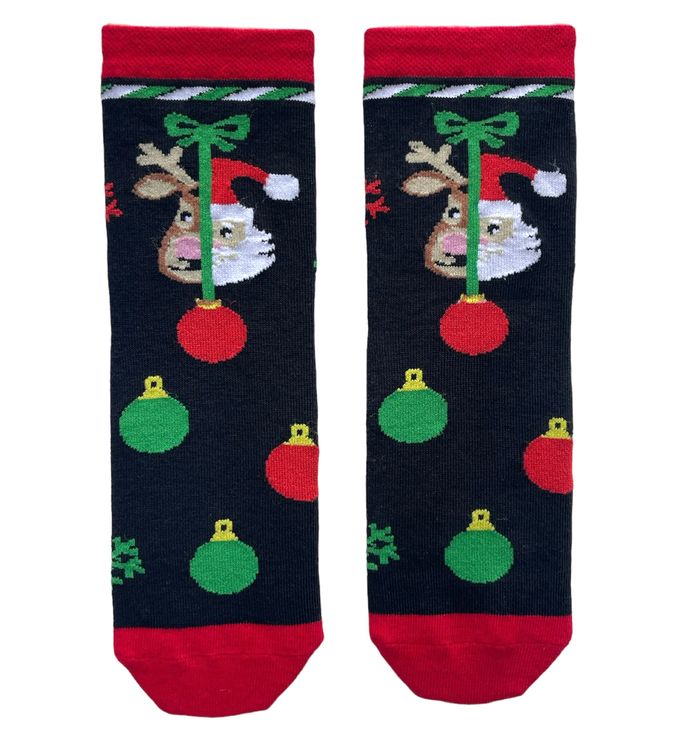 Christmas socks made from Indian cotton, Santa/Deer