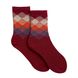 Women's Socks "Colored squares" made from Indian cotton, dark red