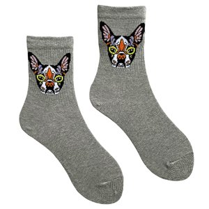 Women's cotton Socks "French Bulldog", grey