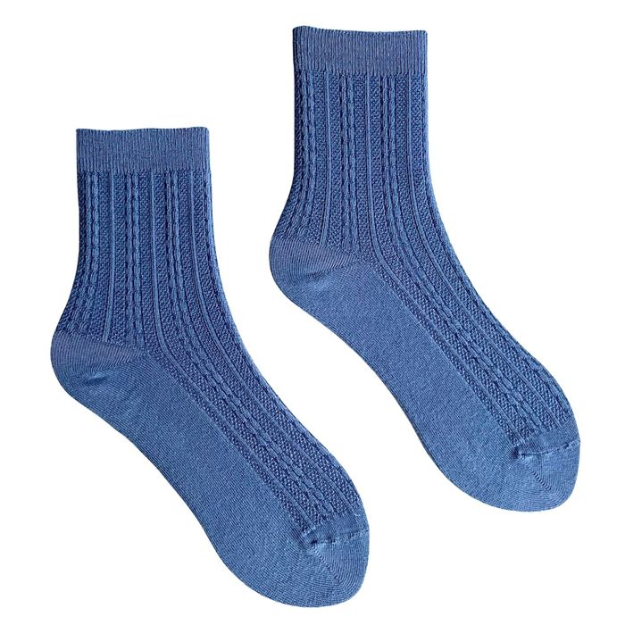 Women's Jacquard Socks "Braid" made from Indian cotton, blue jeans