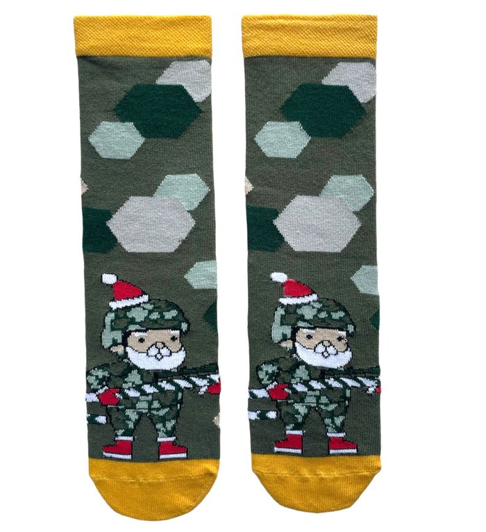 Christmas socks made from Indian cotton, military Santa