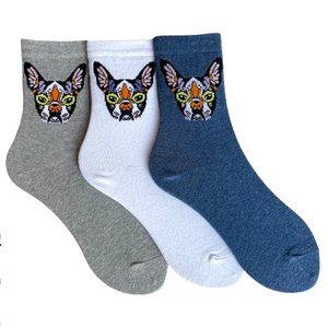 Set of cotton Socks "French Bulldog", 3 PAIRS