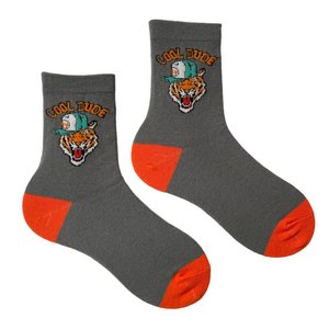 Kids socks "TIGER" made from Indian cotton, gray