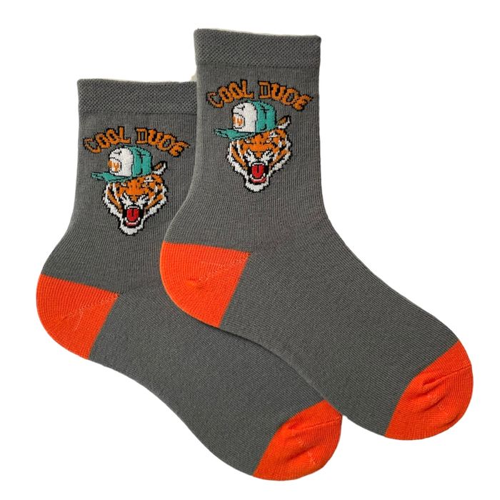 Шкарпетки дитячі "TIGER" з індійської бавовни, сірі