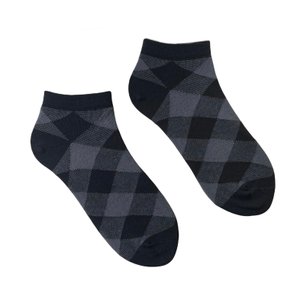 Men's ankle socks Squares made from Indian cotton, black/grey, 42-43