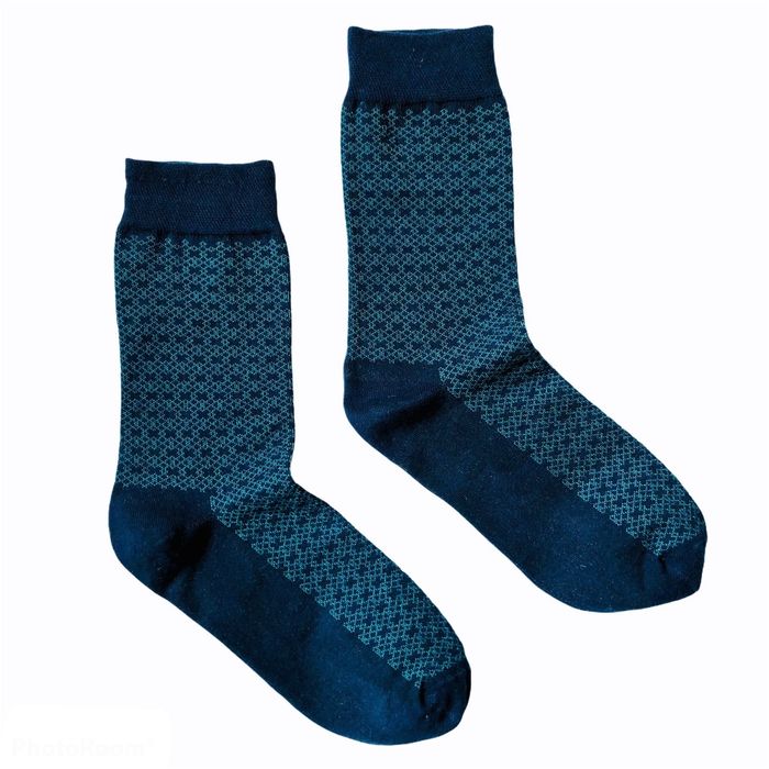 Мужские носки Жаккардовая сетка, с индийского хлопка, синие, 42-43