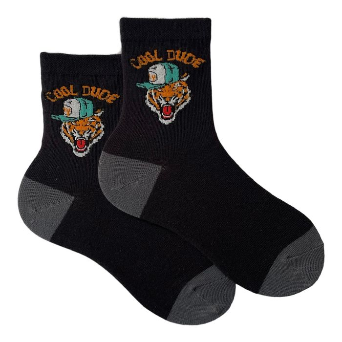 Kids socks "TIGER" made from Indian cotton, black