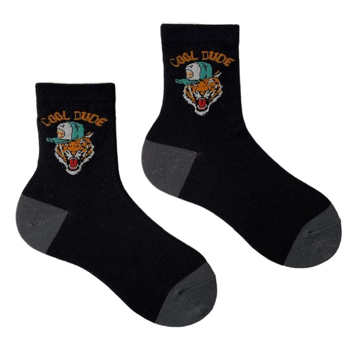 Шкарпетки дитячі "TIGER" з індійської бавовни, чорні