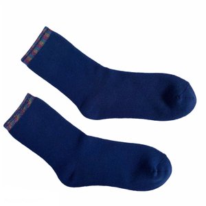 Жіночі зимові шкарпетки "Гумка з люрексом" з індійської бавовни, темно сині, 35-37
