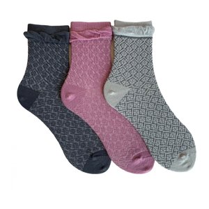 Women's Jacquard Socks Set "Double eraser" made from Indian cotton, 3 pairs