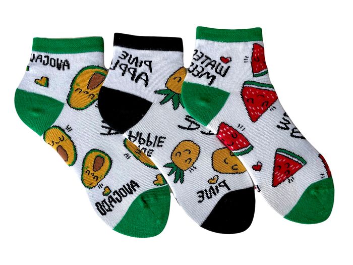 Set of Women's Socks with Fruits made from Indian cotton, 3 pairs