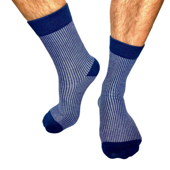 Men's socks made from Indian cotton, blue with white