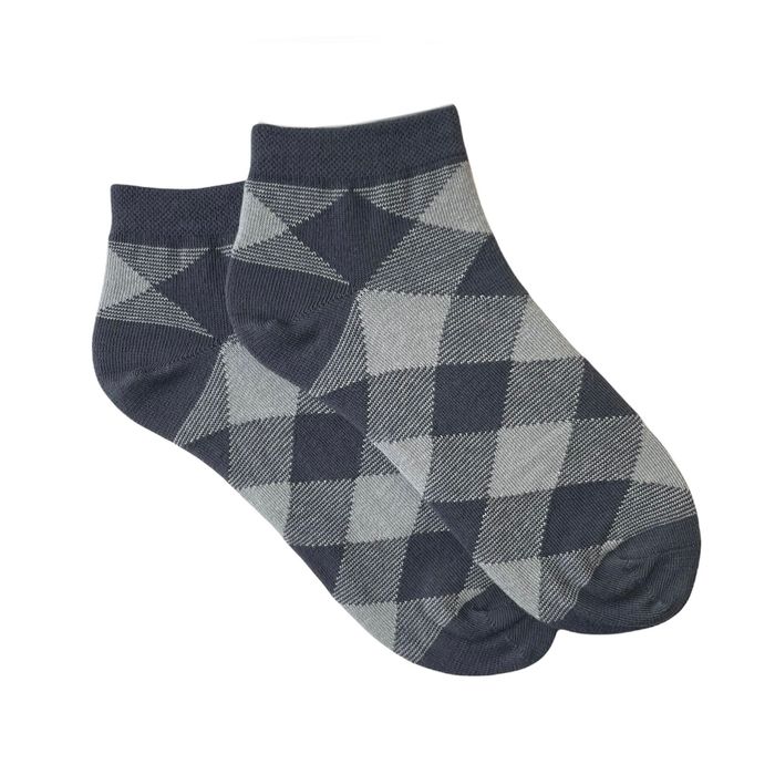 Чоловічі короткі шкарпетки Квадрати з індійської бавовни, сірі