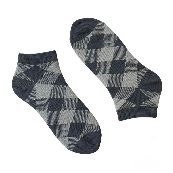 Чоловічі короткі шкарпетки Квадрати з індійської бавовни, сірі