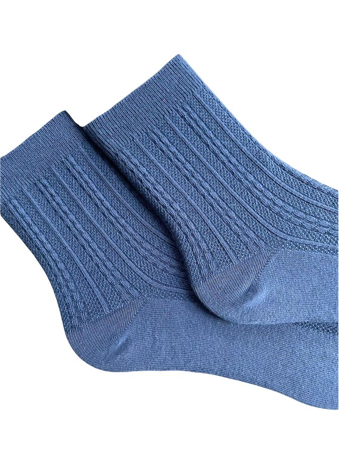 Шкарпетки жіночі Жакардові "Косичка" з індійської бавовни, синій джинс