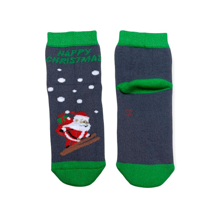 Дитячі Новорічні шкарпетки з індійської бавовни, МАХРОВІ, Санта спішить