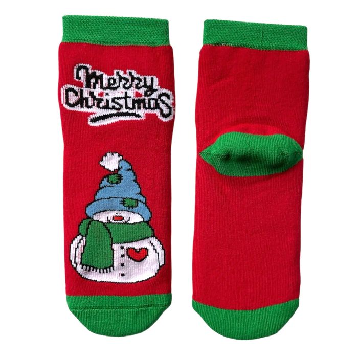 Kid's Christmas socks made from Indian cotton, TERRY, Snow Man