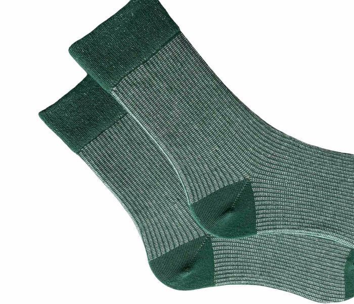 Men's socks made from Indian cotton, green with light grey