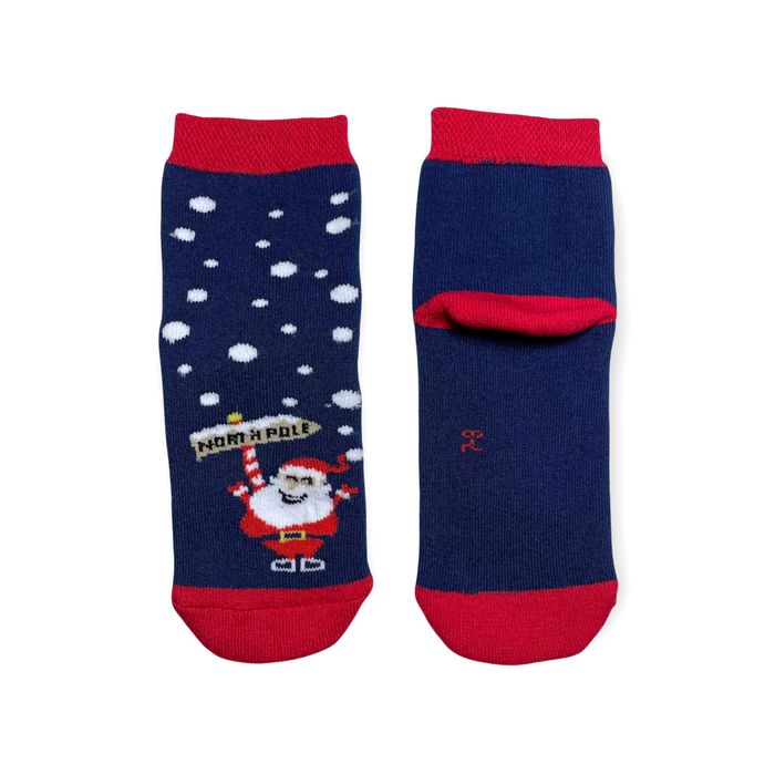 Дитячі Новорічні шкарпетки з індійської бавовни, МАХРОВІ, Santa Clause