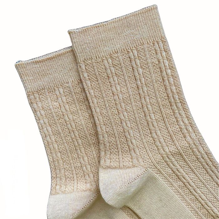 Шкарпетки жіночі Жакардові "Косичка" з індійської бавовни, бежеві
