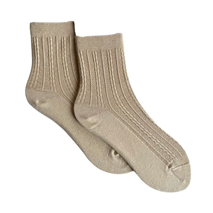 Women's Jacquard Socks "Braid" made from Indian cotton, beige