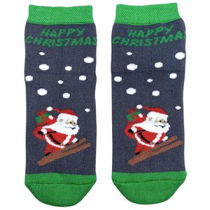 Kid's Christmas socks made from Indian cotton, TERRY, Santa is in a hurry